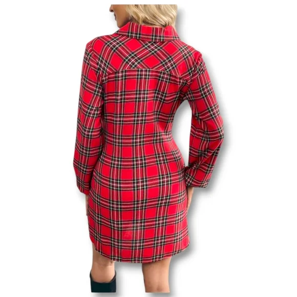SHEIN Women's Franclia Button Down Plaid Belted Dress - Picture 2 of 12